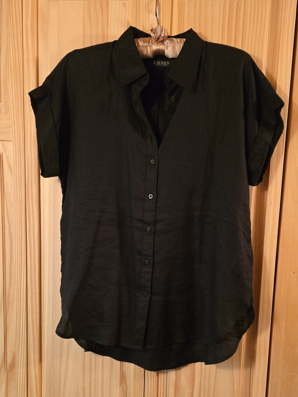 Lauren Ralph Lauren Black Short-Sleeve Button-Front Shirt